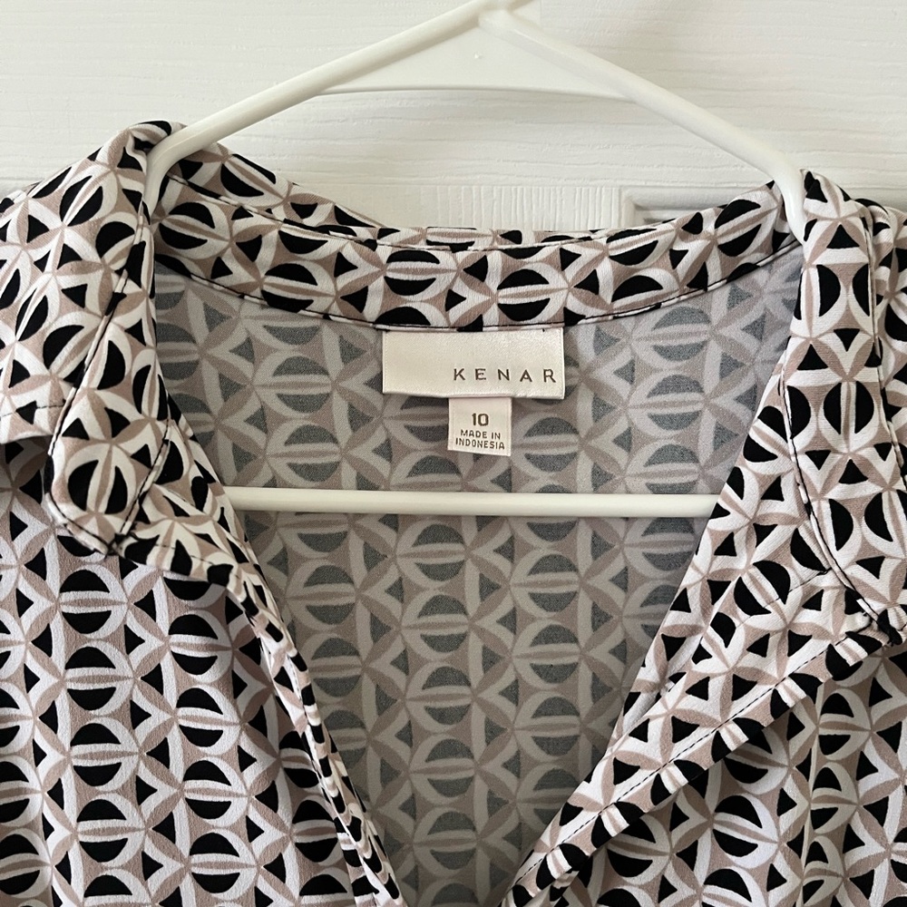 Kenar Black and Tan Geometric Midi Shirt Dress - Picture 8 of 9